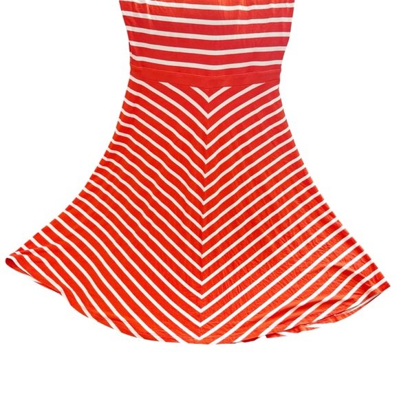Boden Erin Orange Ivory Jersey Striped Tank Sundress Fit & Flare Dress 8R - Picture 6 of 9